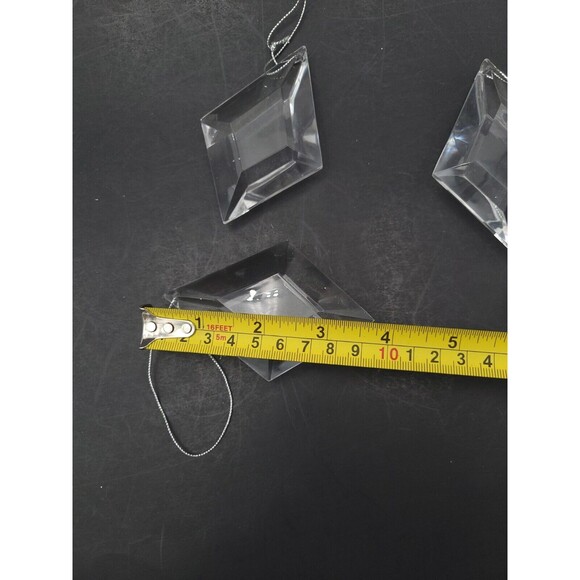 Lot of 8 Clear Acrylic Christmas Ornaments Diamond Silver Hanging Thread Variety - Picture 6 of 8